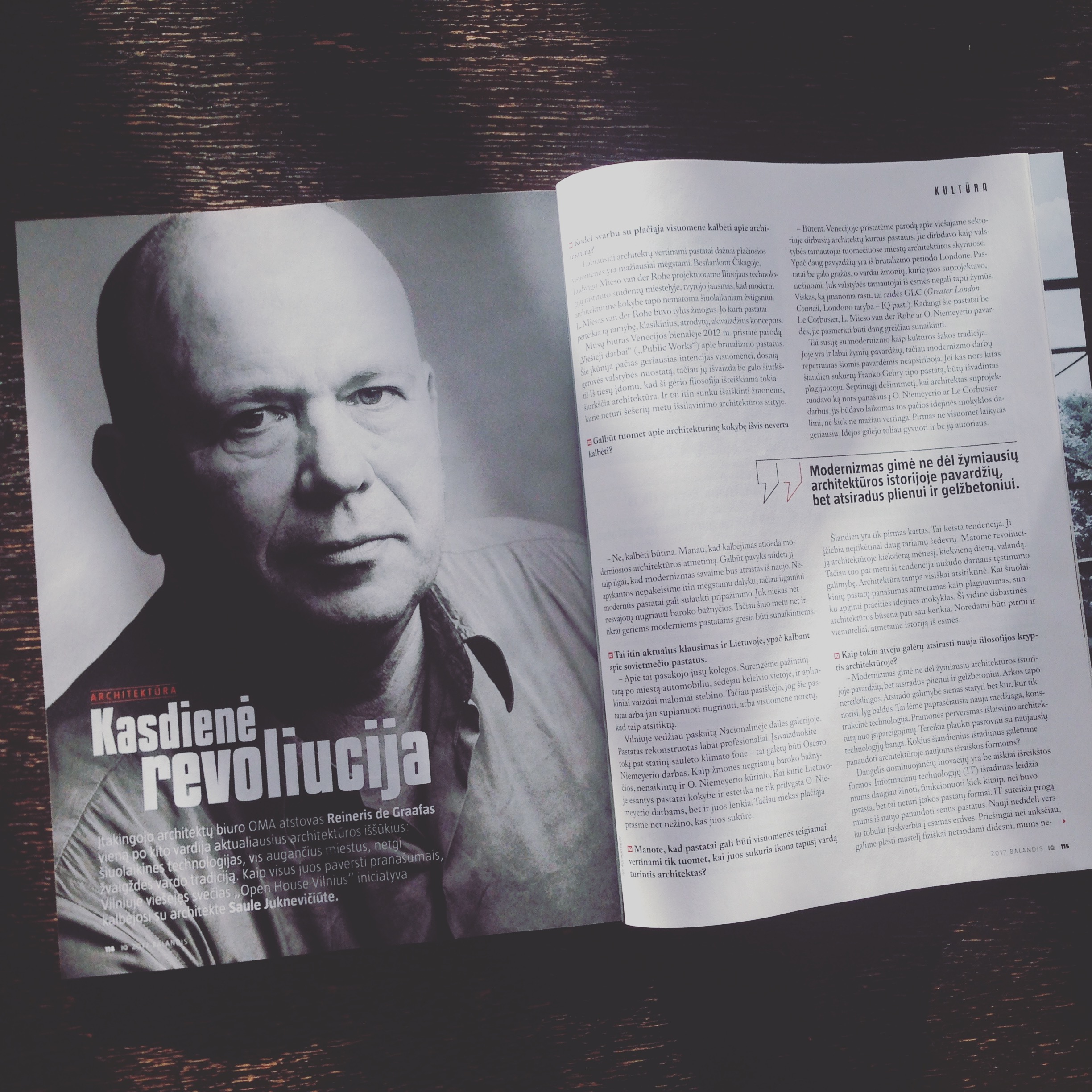 Įkvepiantis interviu su architektu Reinier de Graaf – žurnale ,,IQ“